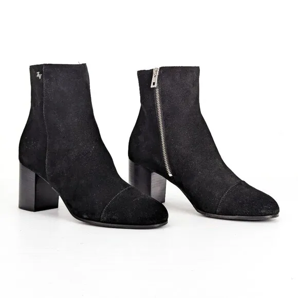 Zadig &amp; Voltaire Women Black Suede Zip Dressy Ankle Boots sz 9US EUR39