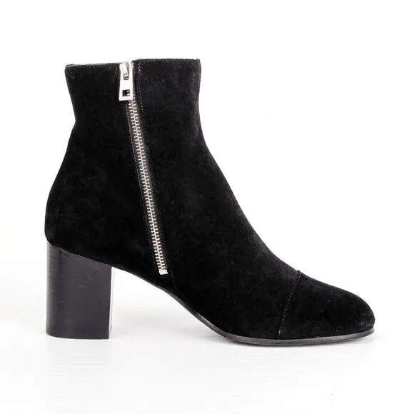 Zadig &amp; Voltaire Women Black Suede Zip Dressy Ankle Boots sz 9US EUR39