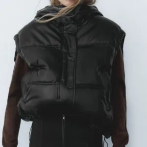 Zara Cropped Puffer Vest Bomber
