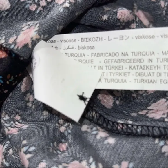 Zara Floral Print Mini Dress Black Medium Button Front
