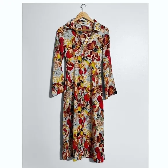 Zara Satin Effect Floral Midi Dress